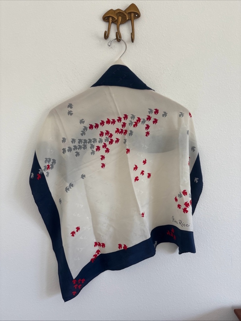 Nina Ricci Vintage Silk Scarf Bird Print